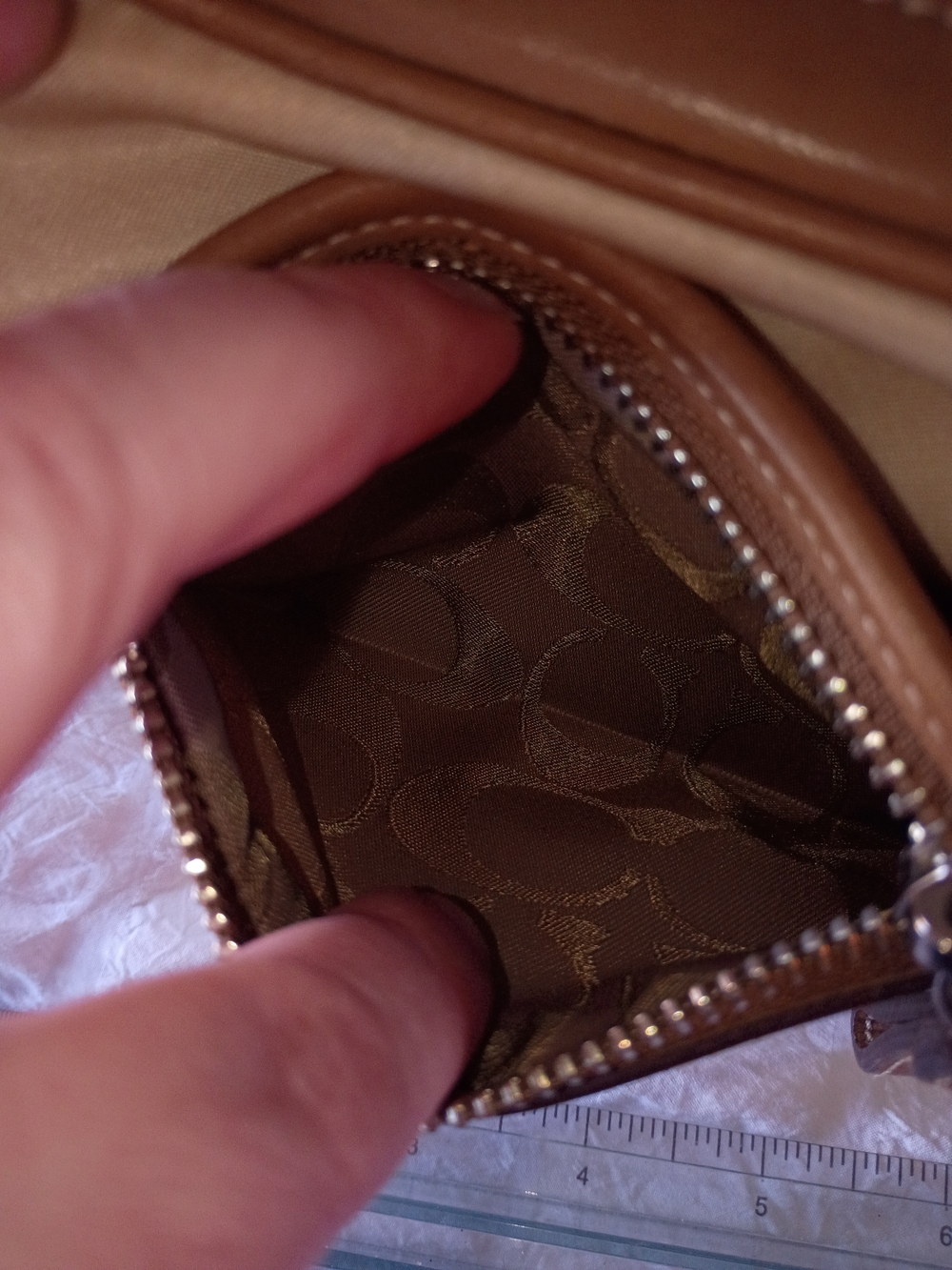 Coach Beige Mini Shoulder Bag with Tan Trim - Picture 5 of 8